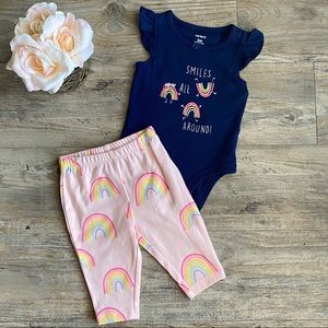 Carter’s Onesie & Pants Set Rainbows/Smiles (3mo)